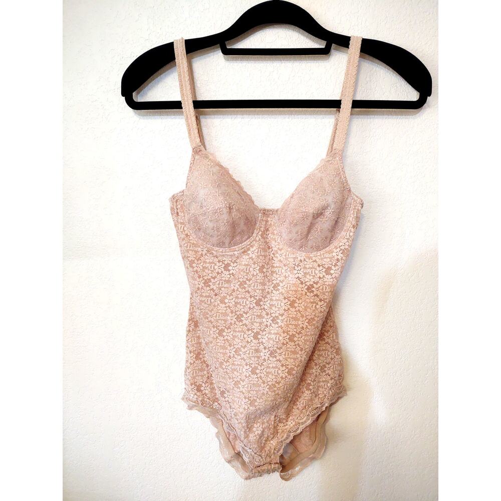 Christian Dior authentic made in France monogram shapewear bodysuit in nude